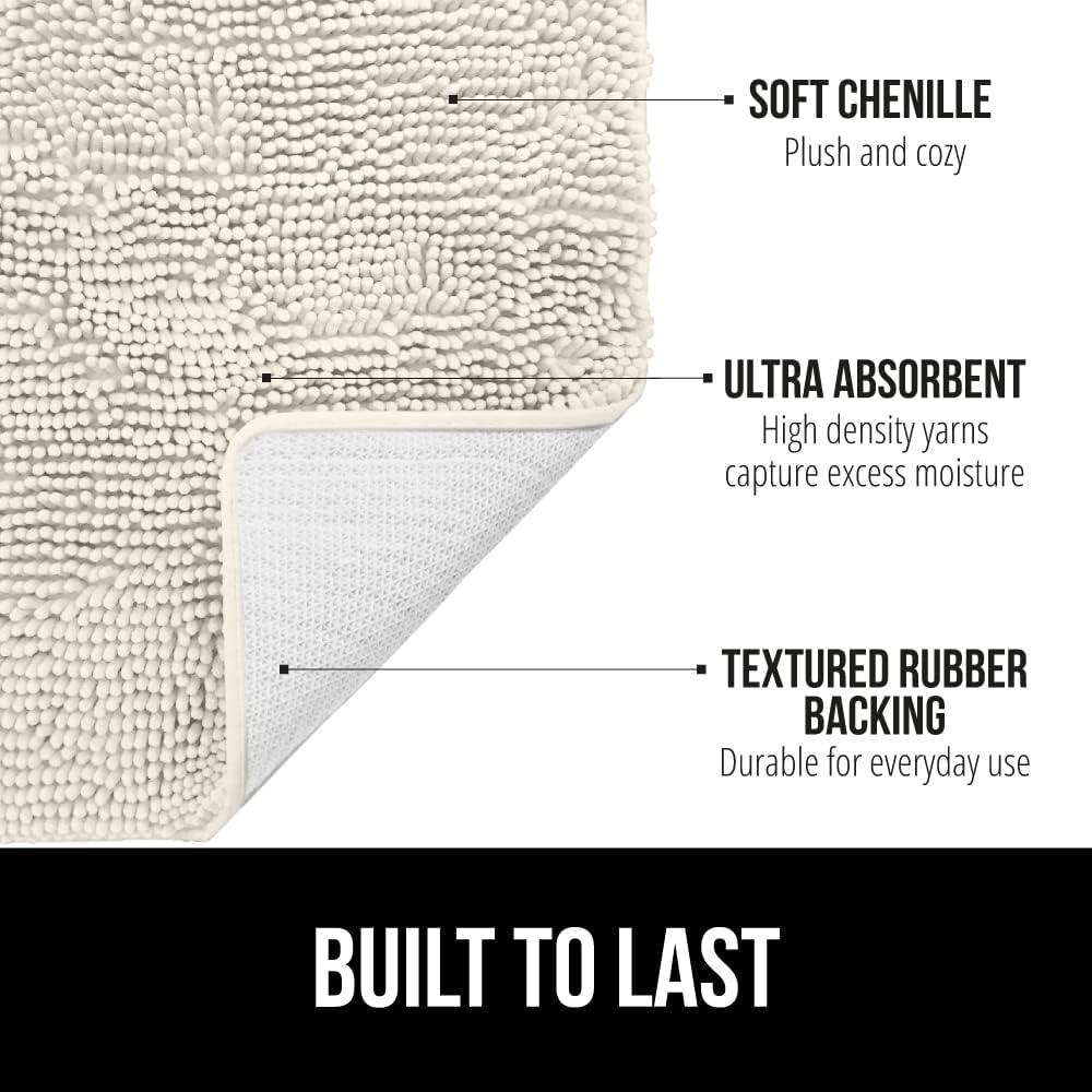 imageGORILLA GRIP Bath Rug Mat 36x24 Thick Absorbent Chenille Quick Dry Microfiber Mats Rubber Backing Washable Shower Floor Rugs Bathmat Runner US Designed Bathroom Home Decor Accessories Gray BeigeIvory