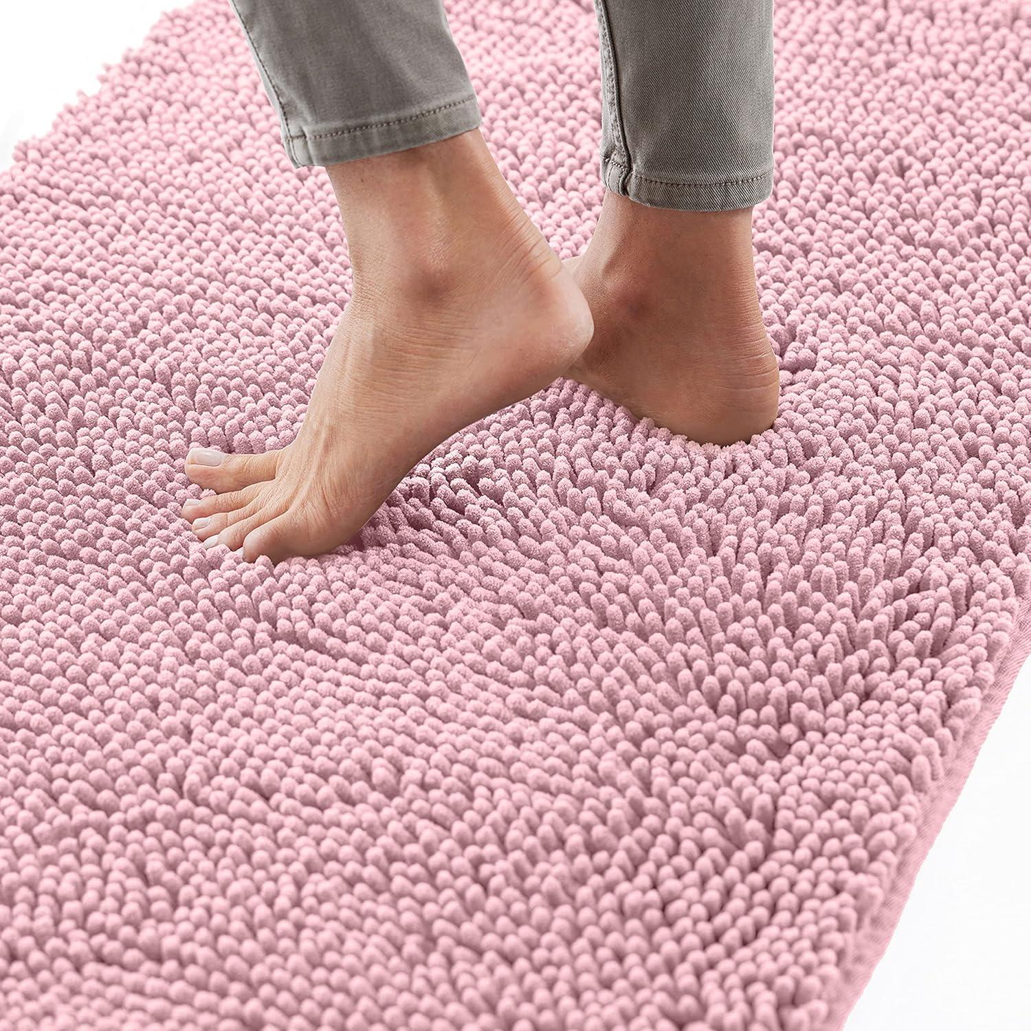 imageGORILLA GRIP Bath Rug Mat 36x24 Thick Absorbent Chenille Quick Dry Microfiber Mats Rubber Backing Washable Shower Floor Rugs Bathmat Runner US Designed Bathroom Home Decor Accessories Gray BeigeLight Pink