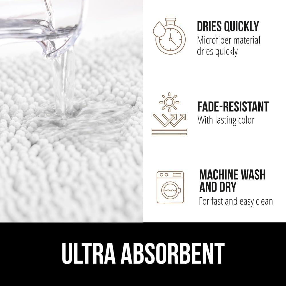 imageGORILLA GRIP Bath Rug Mat 36x24 Thick Absorbent Chenille Quick Dry Microfiber Mats Rubber Backing Washable Shower Floor Rugs Bathmat Runner US Designed Bathroom Home Decor Accessories Gray BeigeWhite