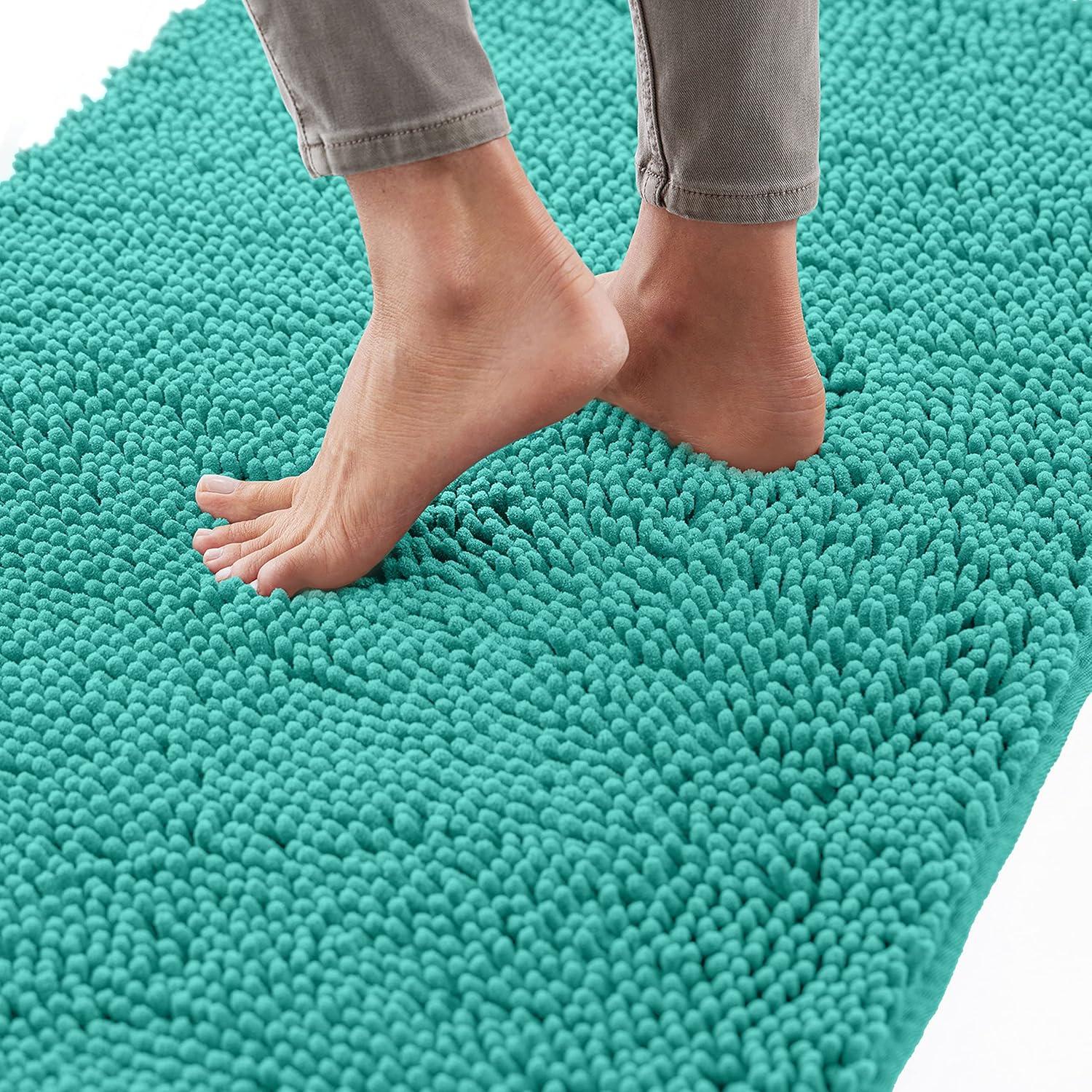 imageGORILLA GRIP Bath Rug Mat 36x24 Thick Absorbent Chenille Quick Dry Microfiber Mats Rubber Backing Washable Shower Floor Rugs Bathmat Runner US Designed Bathroom Home Decor Accessories Gray BeigeTurquoise