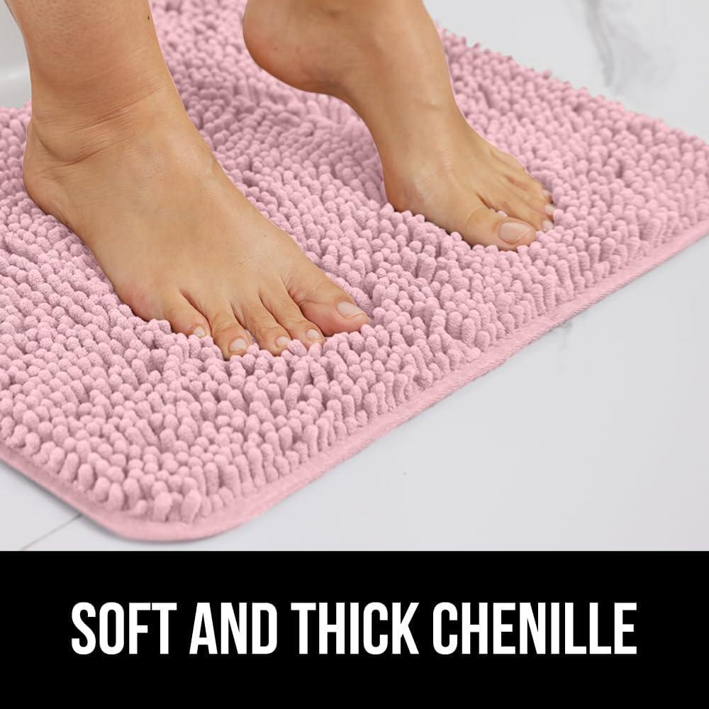 imageGORILLA GRIP Bath Rug Mat 36x24 Thick Absorbent Chenille Quick Dry Microfiber Mats Rubber Backing Washable Shower Floor Rugs Bathmat Runner US Designed Bathroom Home Decor Accessories Gray BeigeLight Pink