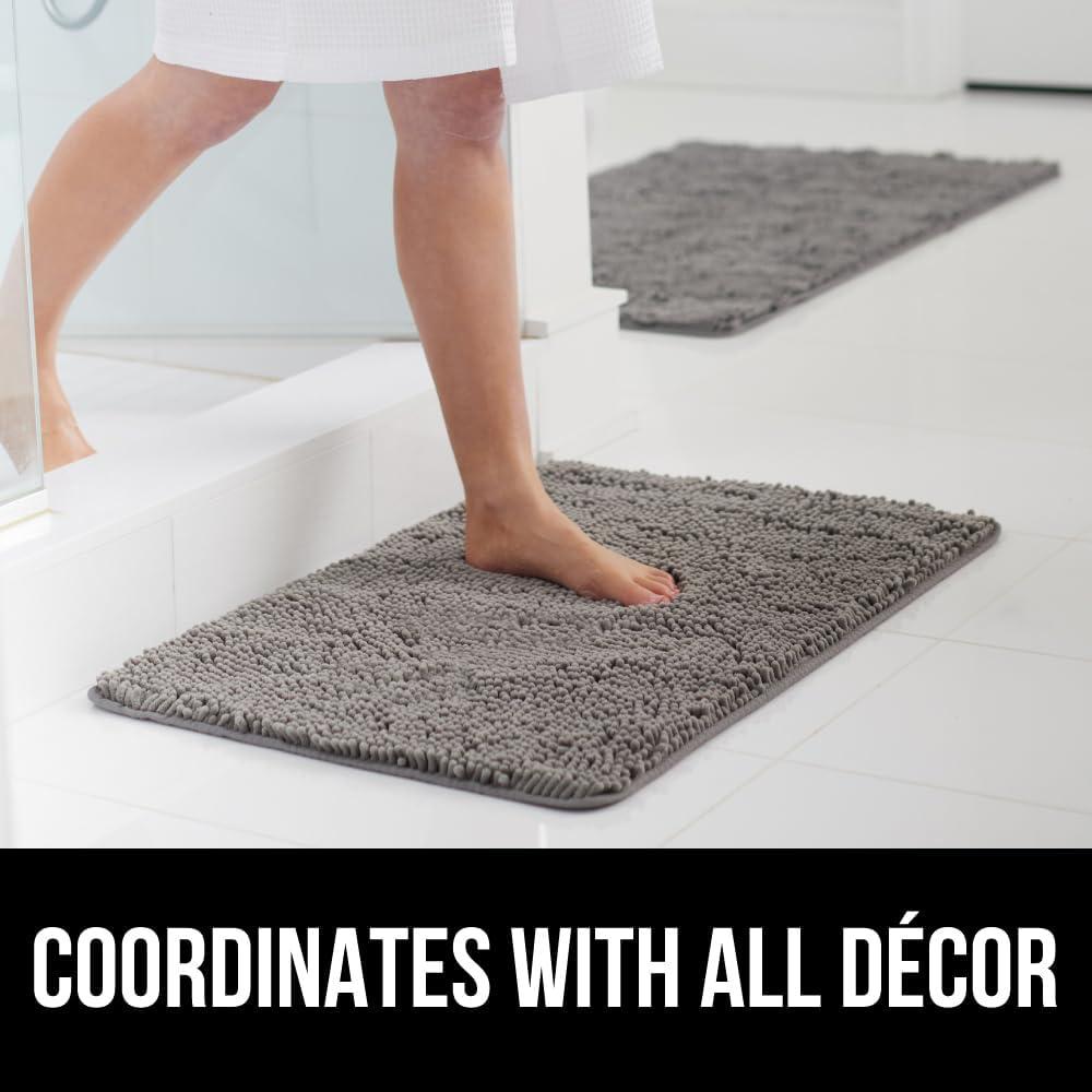 imageGORILLA GRIP Bath Rug Mat 36x24 Thick Absorbent Chenille Quick Dry Microfiber Mats Rubber Backing Washable Shower Floor Rugs Bathmat Runner US Designed Bathroom Home Decor Accessories Gray BeigeGrey
