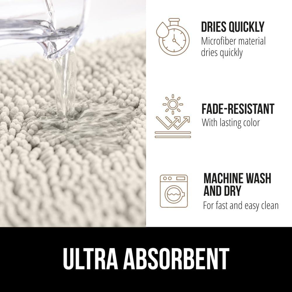 imageGORILLA GRIP Bath Rug Mat 36x24 Thick Absorbent Chenille Quick Dry Microfiber Mats Rubber Backing Washable Shower Floor Rugs Bathmat Runner US Designed Bathroom Home Decor Accessories Gray BeigeIvory