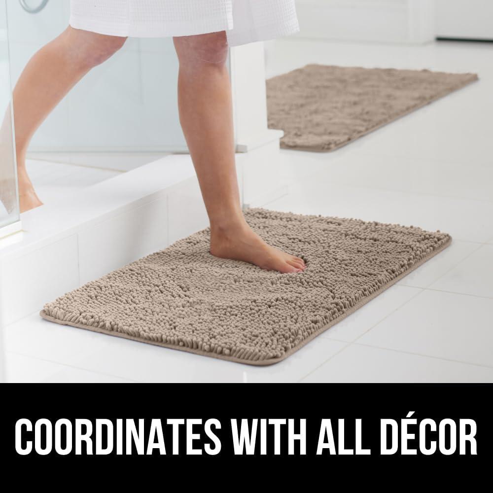 imageGORILLA GRIP Bath Rug Mat 36x24 Thick Absorbent Chenille Quick Dry Microfiber Mats Rubber Backing Washable Shower Floor Rugs Bathmat Runner US Designed Bathroom Home Decor Accessories Gray BeigeGray Beige
