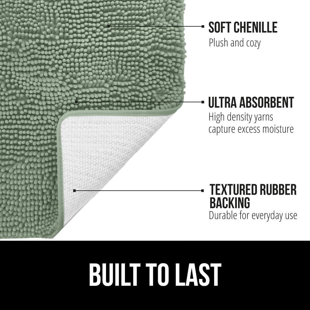 imageGORILLA GRIP Bath Rug Mat 36x24 Thick Absorbent Chenille Quick Dry Microfiber Mats Rubber Backing Washable Shower Floor Rugs Bathmat Runner US Designed Bathroom Home Decor Accessories Gray BeigeSage