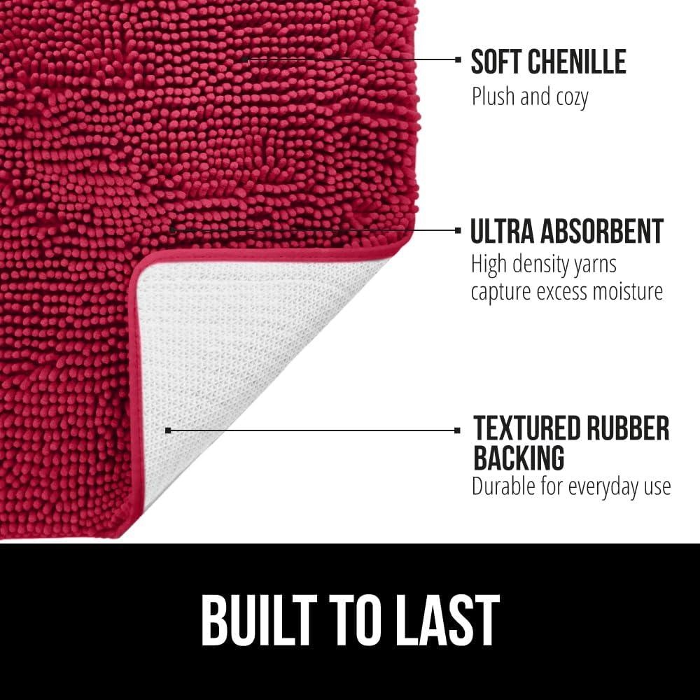 imageGORILLA GRIP Bath Rug Mat 36x24 Thick Absorbent Chenille Quick Dry Microfiber Mats Rubber Backing Washable Shower Floor Rugs Bathmat Runner US Designed Bathroom Home Decor Accessories Gray BeigeRed