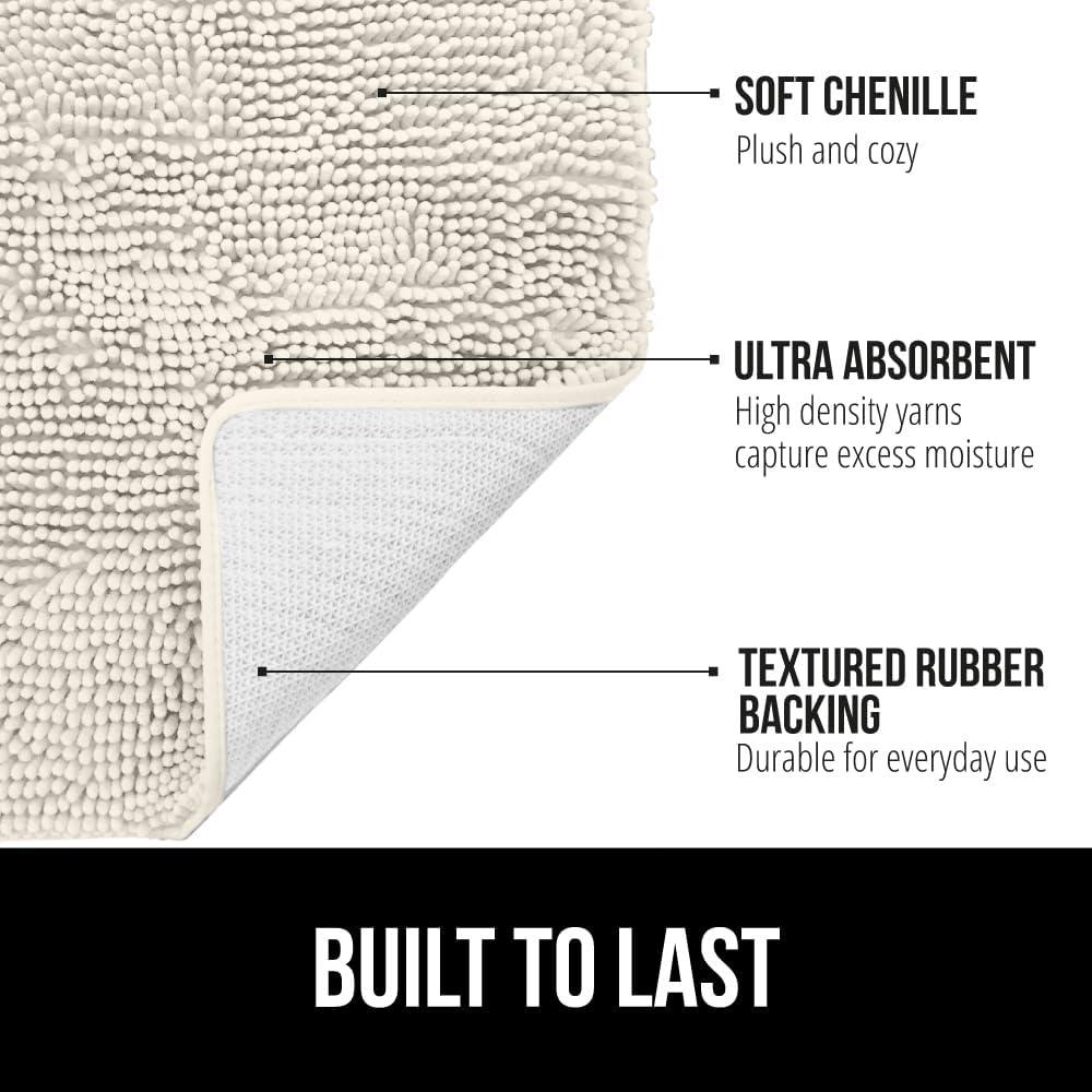 imageGORILLA GRIP Bath Rug Mat 36x24 Thick Absorbent Chenille Quick Dry Microfiber Mats Rubber Backing Washable Shower Floor Rugs Bathmat Runner US Designed Bathroom Home Decor Accessories Gray BeigeIvory