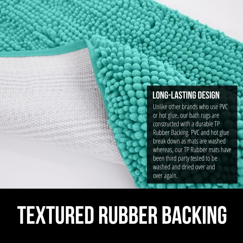 imageGORILLA GRIP Bath Rug Mat 36x24 Thick Absorbent Chenille Quick Dry Microfiber Mats Rubber Backing Washable Shower Floor Rugs Bathmat Runner US Designed Bathroom Home Decor Accessories Gray BeigeTurquoise