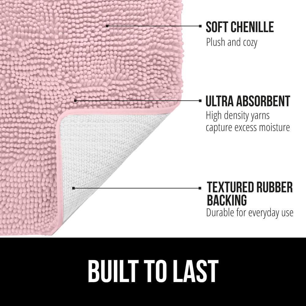 imageGORILLA GRIP Bath Rug Mat 36x24 Thick Absorbent Chenille Quick Dry Microfiber Mats Rubber Backing Washable Shower Floor Rugs Bathmat Runner US Designed Bathroom Home Decor Accessories Gray BeigeLight Pink