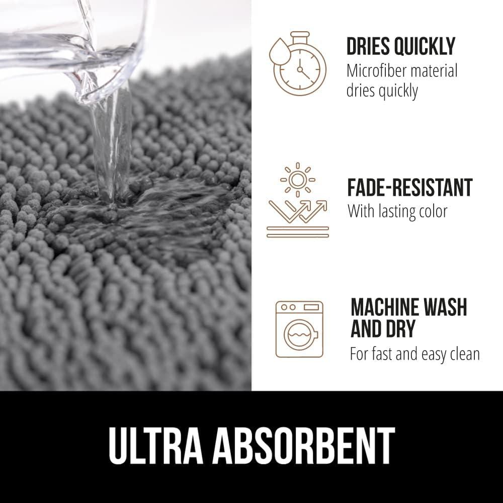 imageGORILLA GRIP Bath Rug Mat 36x24 Thick Absorbent Chenille Quick Dry Microfiber Mats Rubber Backing Washable Shower Floor Rugs Bathmat Runner US Designed Bathroom Home Decor Accessories Gray BeigeGrey