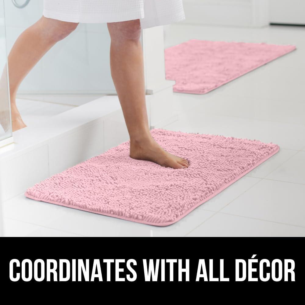 imageGORILLA GRIP Bath Rug Mat 36x24 Thick Absorbent Chenille Quick Dry Microfiber Mats Rubber Backing Washable Shower Floor Rugs Bathmat Runner US Designed Bathroom Home Decor Accessories Gray BeigeLight Pink