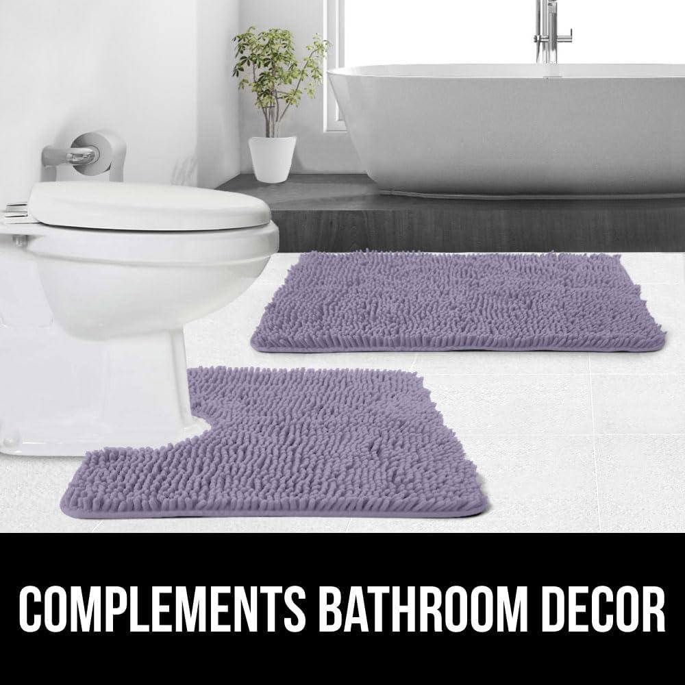 imageGORILLA GRIP Bath Rug Mat 36x24 Thick Absorbent Chenille Quick Dry Microfiber Mats Rubber Backing Washable Shower Floor Rugs Bathmat Runner US Designed Bathroom Home Decor Accessories Gray BeigeLight Purple
