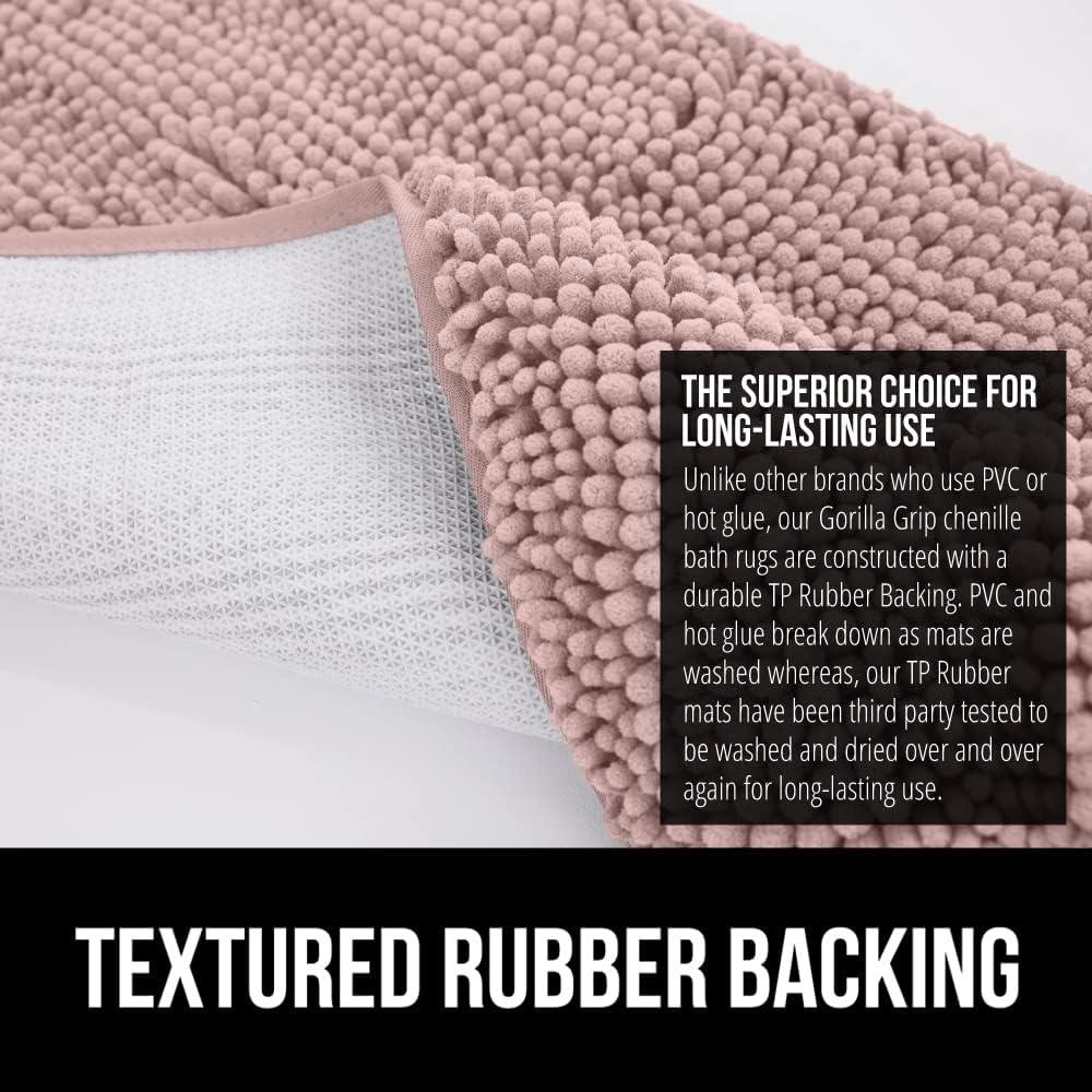imageGORILLA GRIP Bath Rug Mat 36x24 Thick Absorbent Chenille Quick Dry Microfiber Mats Rubber Backing Washable Shower Floor Rugs Bathmat Runner US Designed Bathroom Home Decor Accessories Gray BeigeDusty Rose