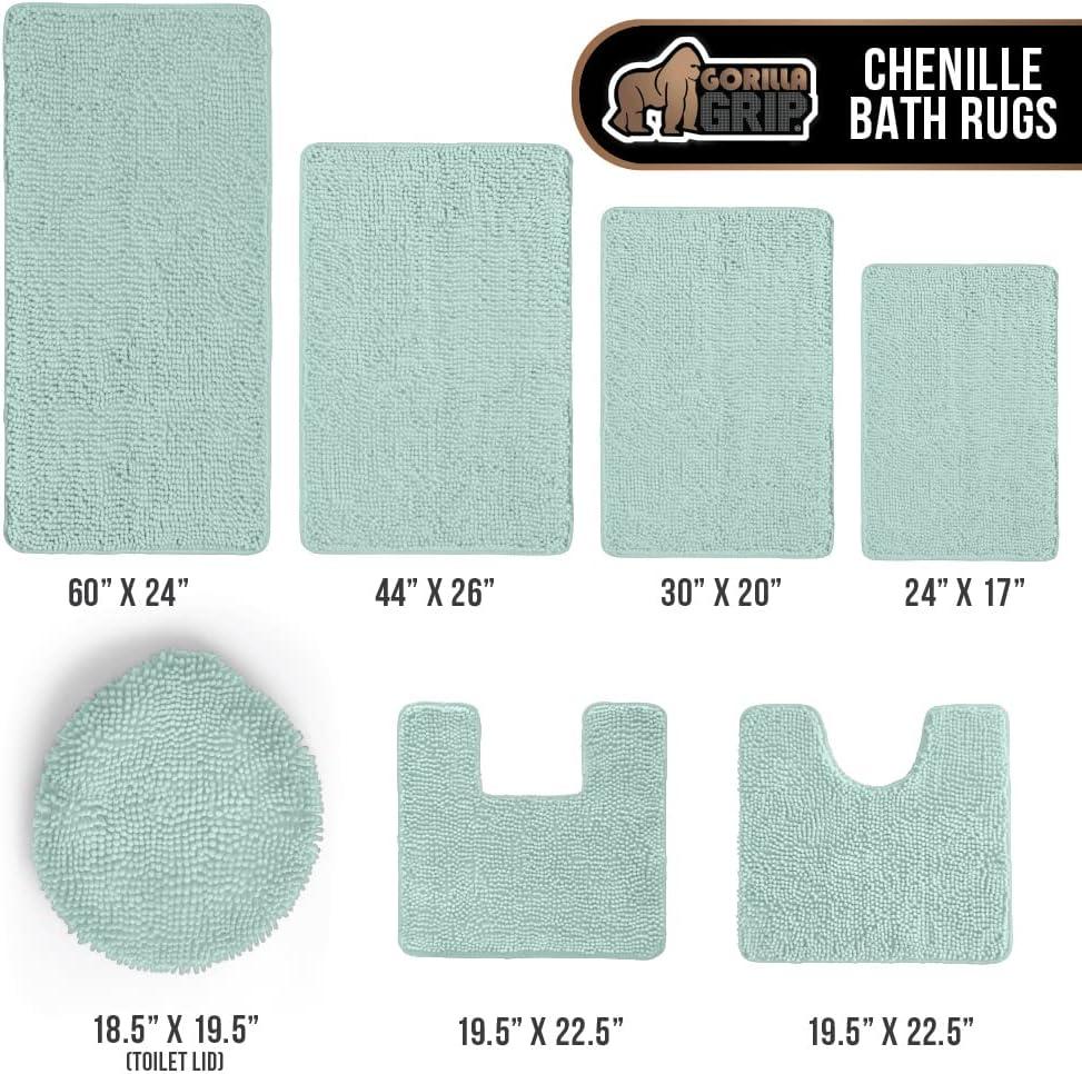 imageGORILLA GRIP Bath Rug Mat 36x24 Thick Absorbent Chenille Quick Dry Microfiber Mats Rubber Backing Washable Shower Floor Rugs Bathmat Runner US Designed Bathroom Home Decor Accessories Gray BeigeSeablue