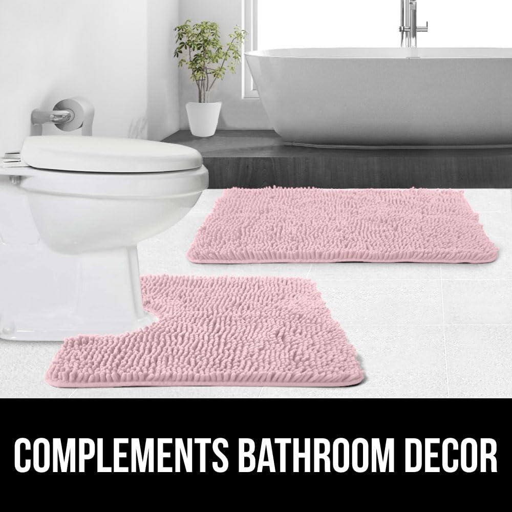 imageGORILLA GRIP Bath Rug Mat 36x24 Thick Absorbent Chenille Quick Dry Microfiber Mats Rubber Backing Washable Shower Floor Rugs Bathmat Runner US Designed Bathroom Home Decor Accessories Gray BeigeLight Pink