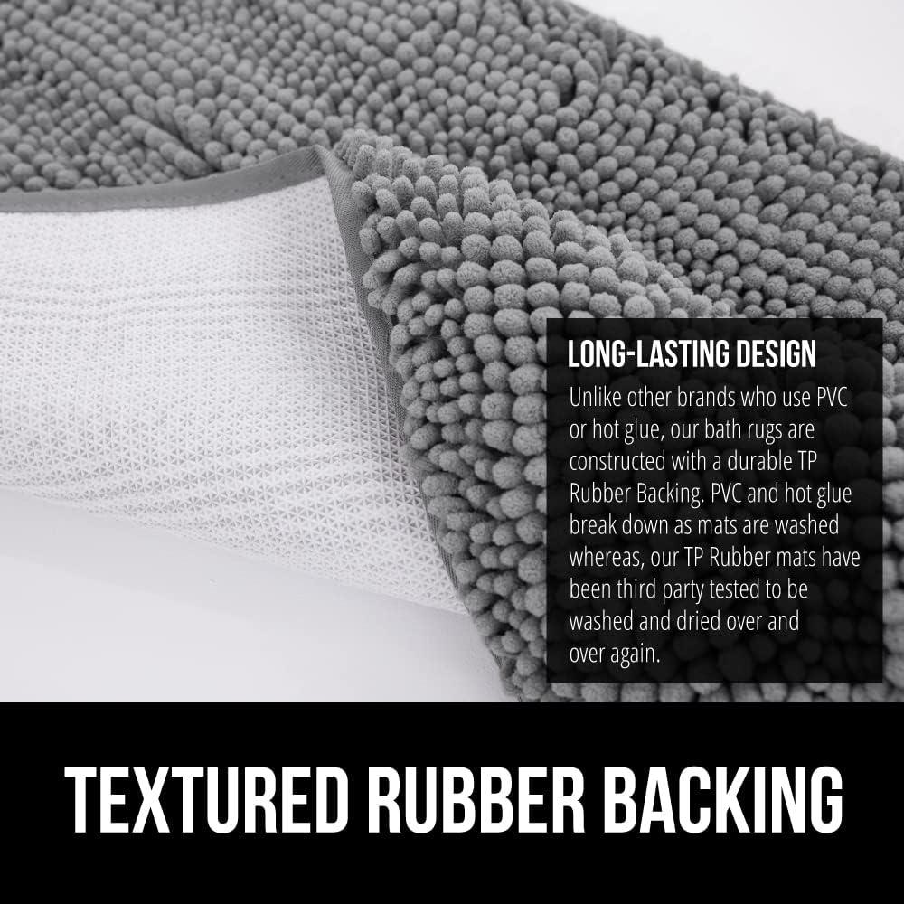 imageGORILLA GRIP Bath Rug Mat 36x24 Thick Absorbent Chenille Quick Dry Microfiber Mats Rubber Backing Washable Shower Floor Rugs Bathmat Runner US Designed Bathroom Home Decor Accessories Gray BeigeGrey