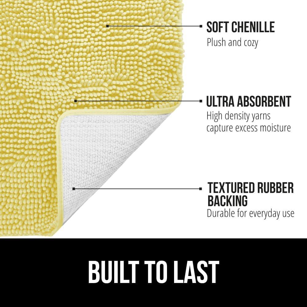 imageGORILLA GRIP Bath Rug Mat 36x24 Thick Absorbent Chenille Quick Dry Microfiber Mats Rubber Backing Washable Shower Floor Rugs Bathmat Runner US Designed Bathroom Home Decor Accessories Gray BeigeYellow