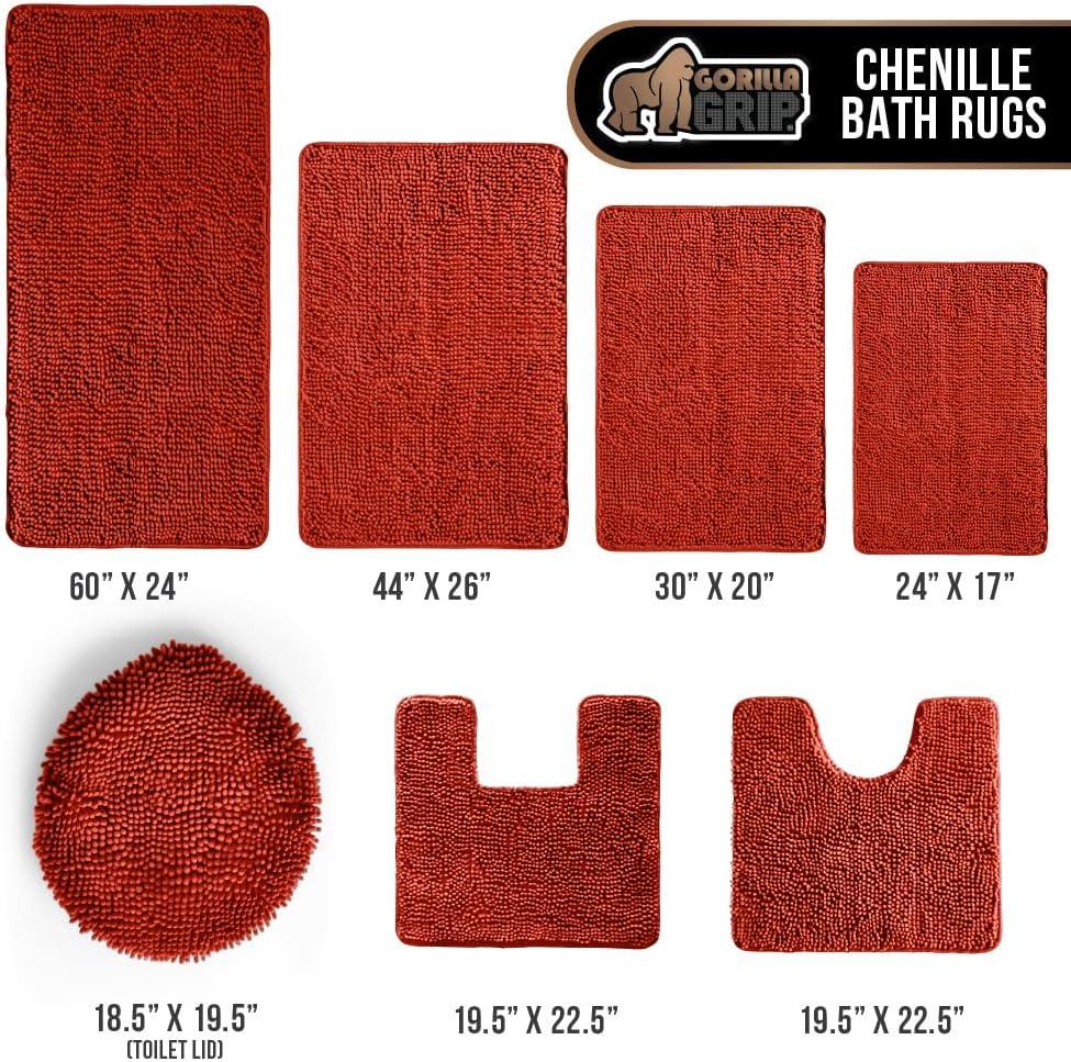 imageGORILLA GRIP Bath Rug Mat 36x24 Thick Absorbent Chenille Quick Dry Microfiber Mats Rubber Backing Washable Shower Floor Rugs Bathmat Runner US Designed Bathroom Home Decor Accessories Gray BeigeSunset Orange