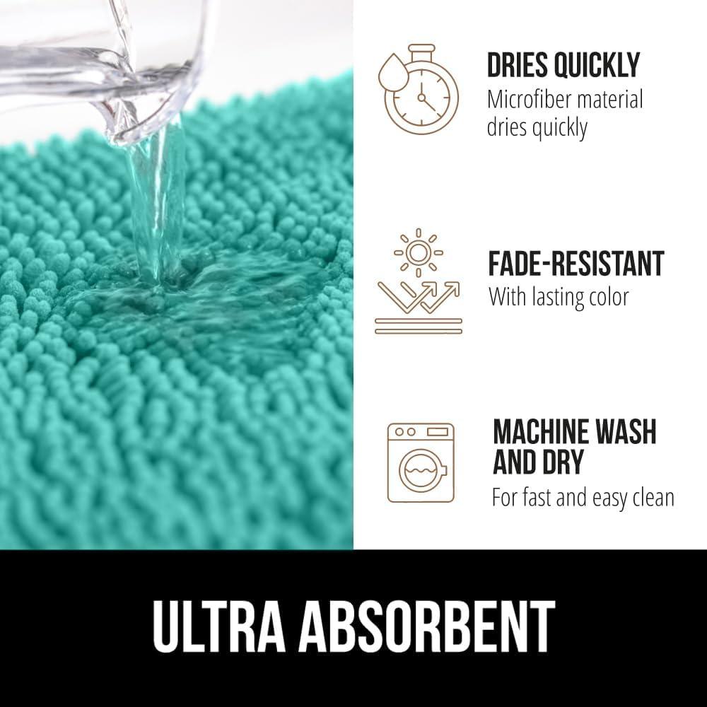 imageGORILLA GRIP Bath Rug Mat 36x24 Thick Absorbent Chenille Quick Dry Microfiber Mats Rubber Backing Washable Shower Floor Rugs Bathmat Runner US Designed Bathroom Home Decor Accessories Gray BeigeTurquoise