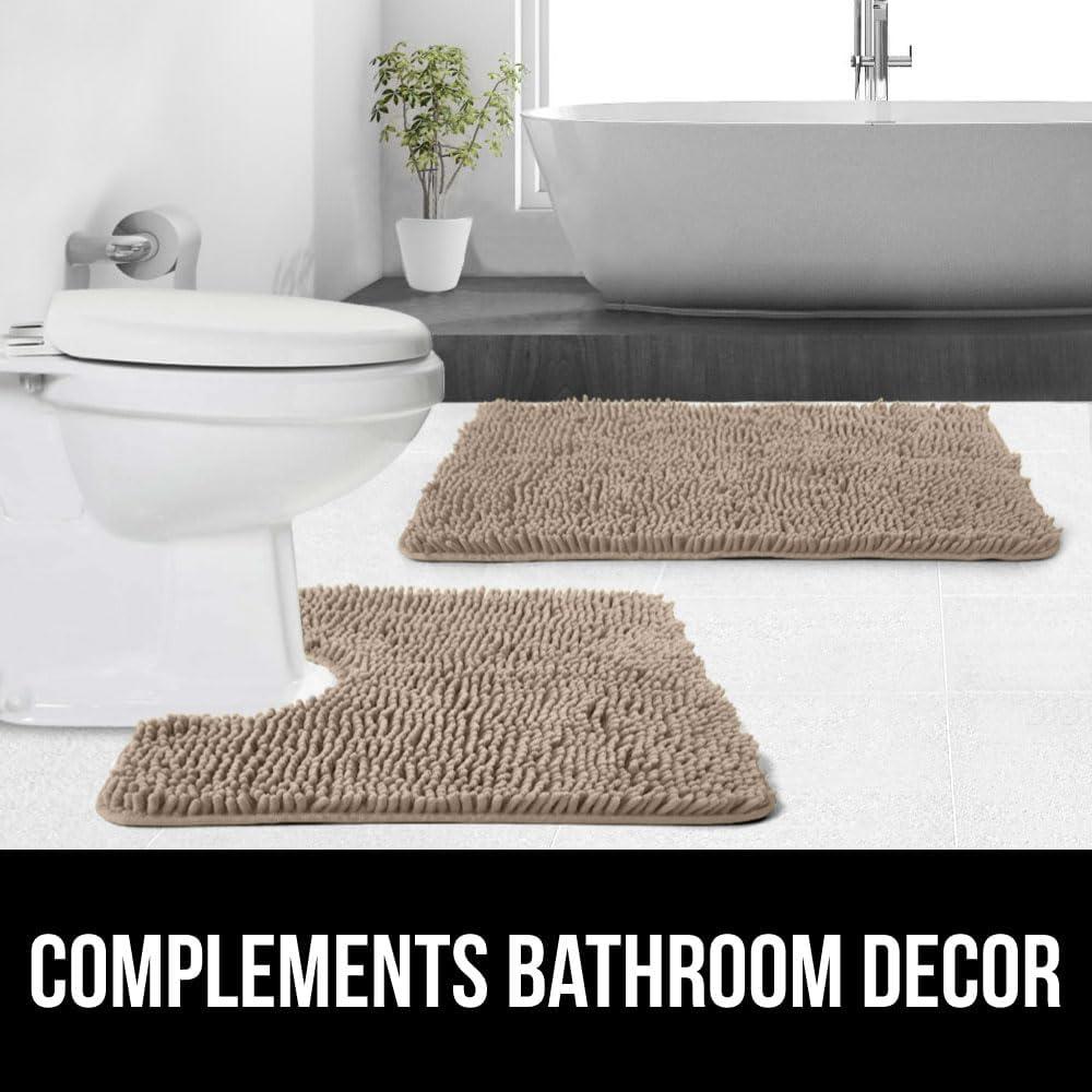 imageGORILLA GRIP Bath Rug Mat 36x24 Thick Absorbent Chenille Quick Dry Microfiber Mats Rubber Backing Washable Shower Floor Rugs Bathmat Runner US Designed Bathroom Home Decor Accessories Gray BeigeGray Beige