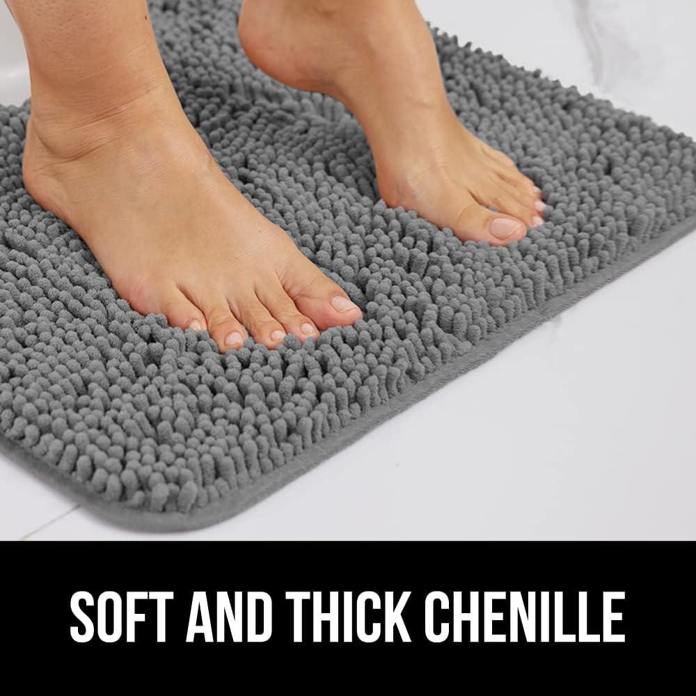 imageGORILLA GRIP Bath Rug Mat 36x24 Thick Absorbent Chenille Quick Dry Microfiber Mats Rubber Backing Washable Shower Floor Rugs Bathmat Runner US Designed Bathroom Home Decor Accessories Gray BeigeGrey
