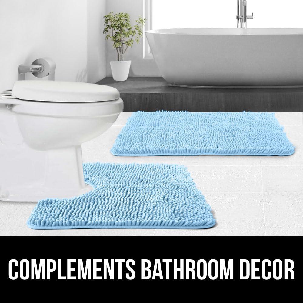 imageGORILLA GRIP Bath Rug Mat 36x24 Thick Absorbent Chenille Quick Dry Microfiber Mats Rubber Backing Washable Shower Floor Rugs Bathmat Runner US Designed Bathroom Home Decor Accessories Gray BeigeSky
