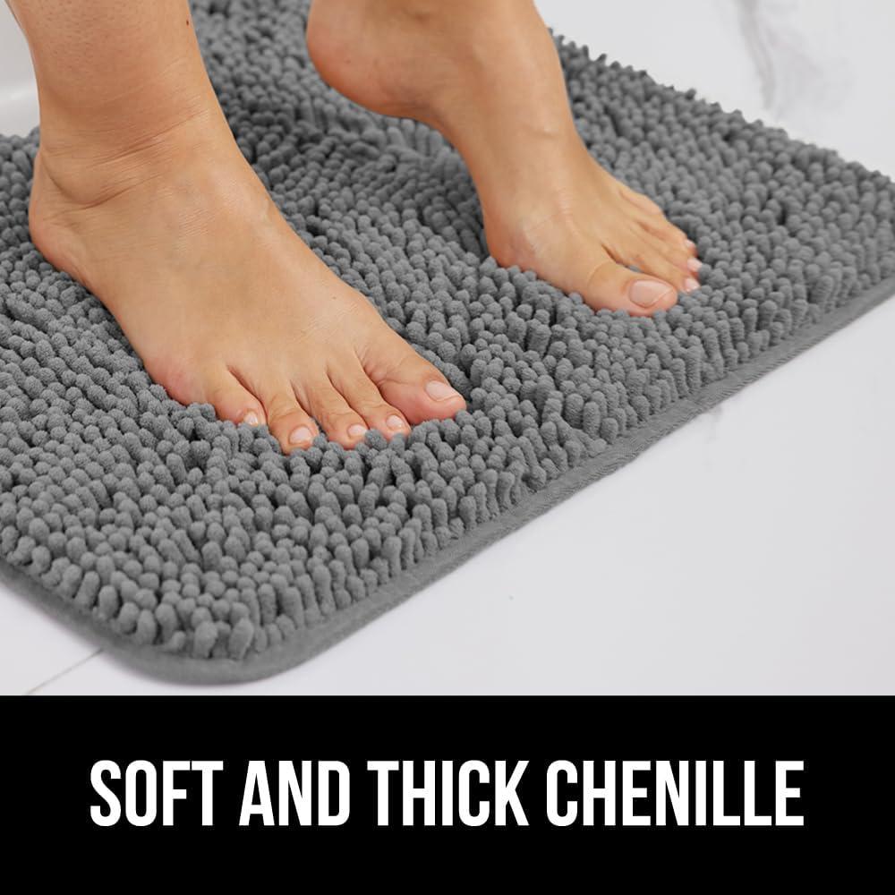 imageGORILLA GRIP Bath Rug Mat 36x24 Thick Absorbent Chenille Quick Dry Microfiber Mats Rubber Backing Washable Shower Floor Rugs Bathmat Runner US Designed Bathroom Home Decor Accessories Gray BeigeGrey