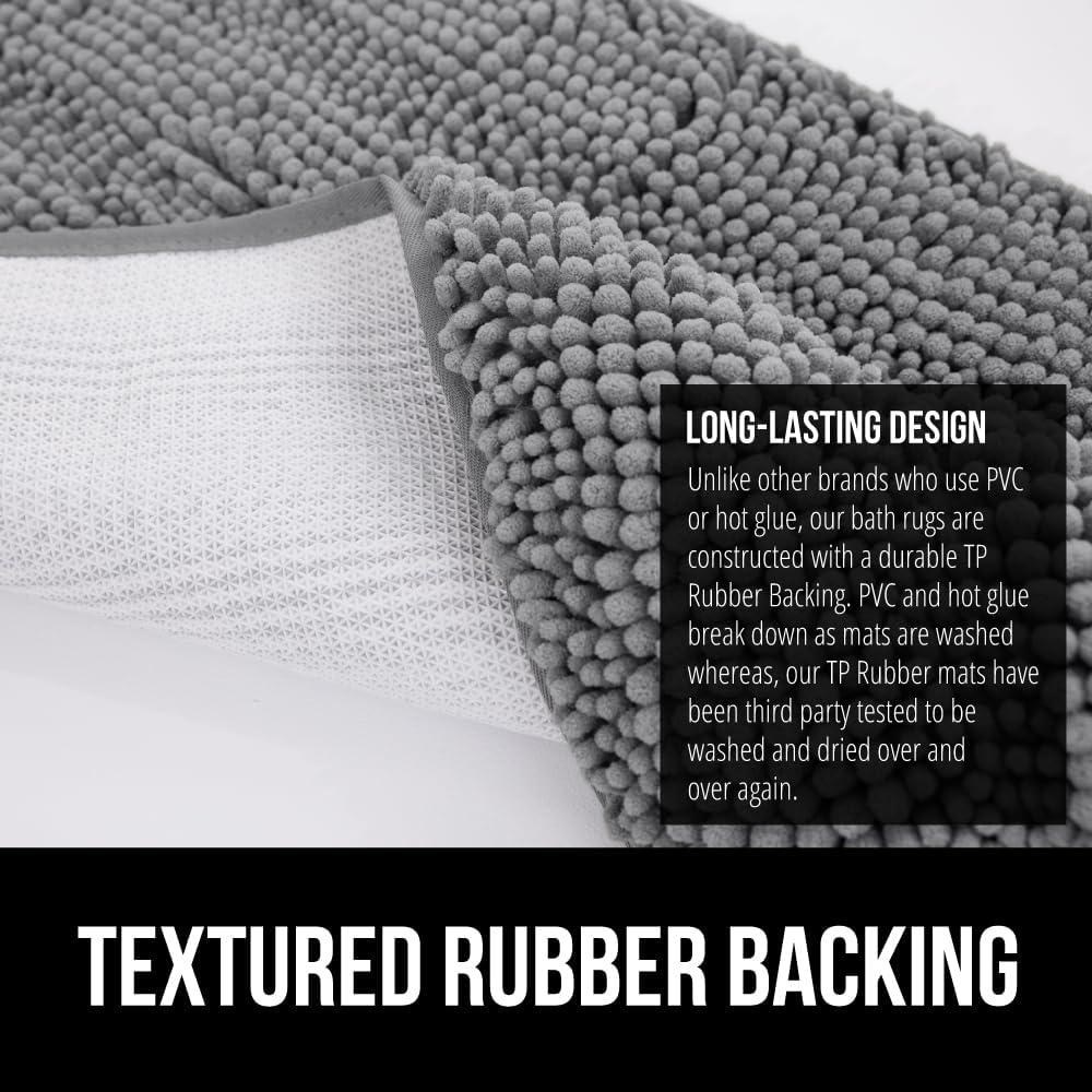 imageGORILLA GRIP Bath Rug Mat 36x24 Thick Absorbent Chenille Quick Dry Microfiber Mats Rubber Backing Washable Shower Floor Rugs Bathmat Runner US Designed Bathroom Home Decor Accessories Gray BeigeGrey