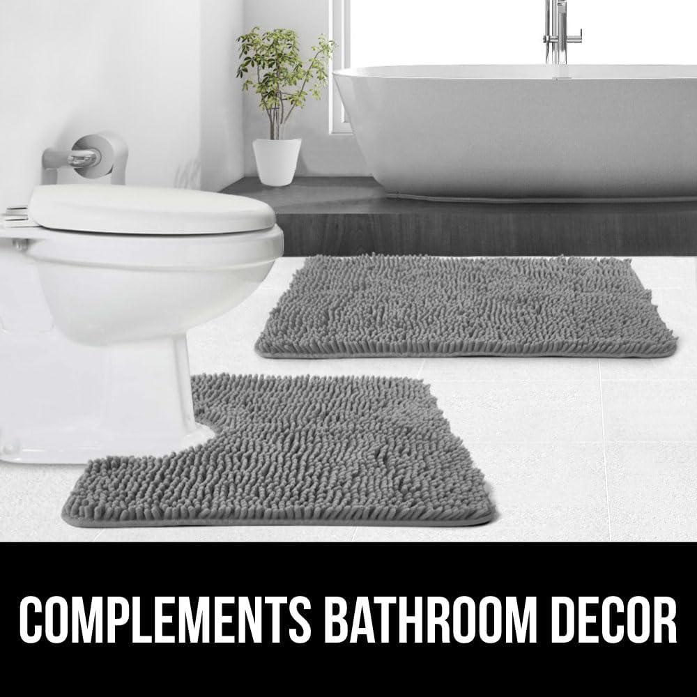 imageGORILLA GRIP Bath Rug Mat 36x24 Thick Absorbent Chenille Quick Dry Microfiber Mats Rubber Backing Washable Shower Floor Rugs Bathmat Runner US Designed Bathroom Home Decor Accessories Gray BeigeGrey