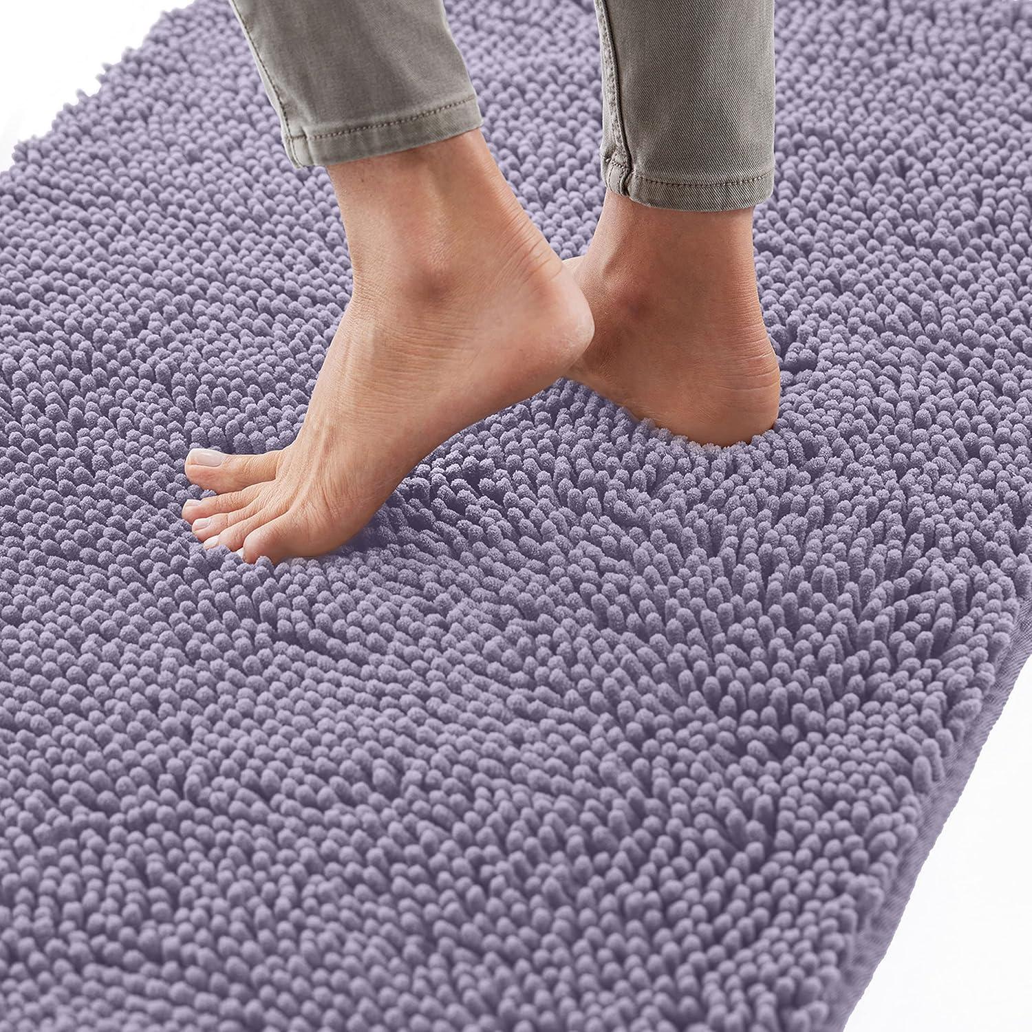 imageGORILLA GRIP Bath Rug Mat 36x24 Thick Absorbent Chenille Quick Dry Microfiber Mats Rubber Backing Washable Shower Floor Rugs Bathmat Runner US Designed Bathroom Home Decor Accessories Gray BeigeLight Purple