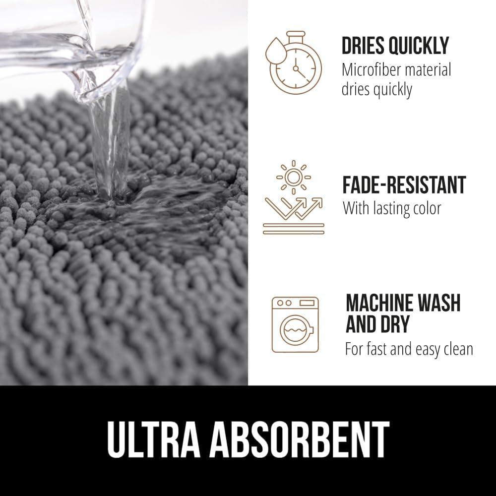 imageGORILLA GRIP Bath Rug Mat 36x24 Thick Absorbent Chenille Quick Dry Microfiber Mats Rubber Backing Washable Shower Floor Rugs Bathmat Runner US Designed Bathroom Home Decor Accessories Gray BeigeGrey