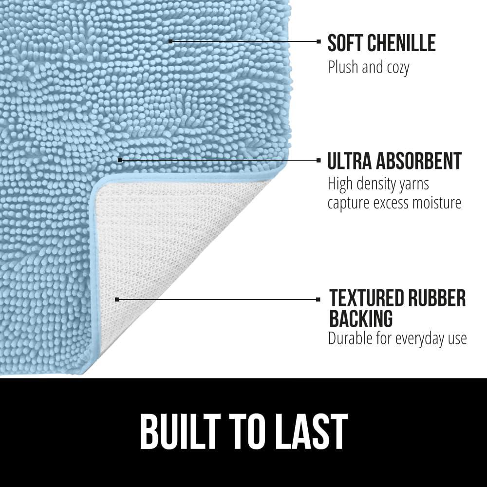imageGORILLA GRIP Bath Rug Mat 36x24 Thick Absorbent Chenille Quick Dry Microfiber Mats Rubber Backing Washable Shower Floor Rugs Bathmat Runner US Designed Bathroom Home Decor Accessories Gray BeigeSky