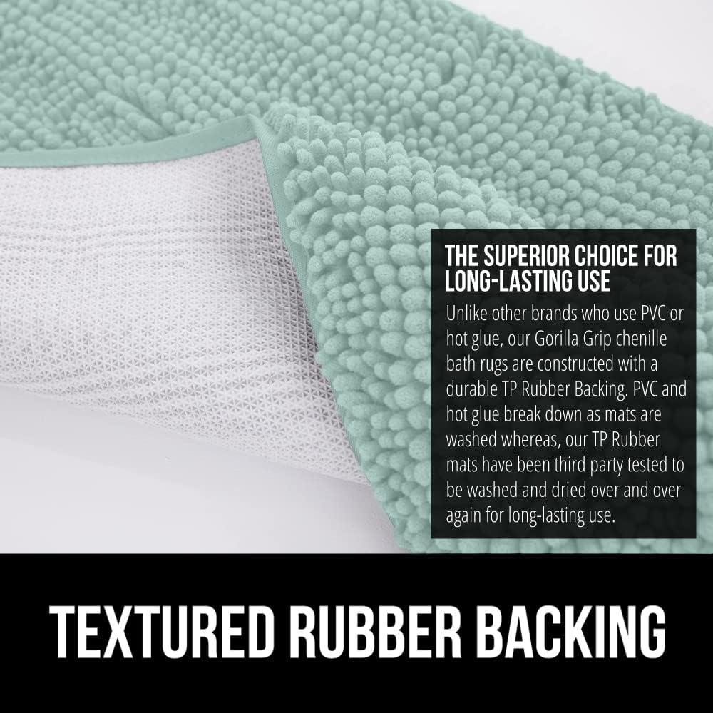 imageGORILLA GRIP Bath Rug Mat 36x24 Thick Absorbent Chenille Quick Dry Microfiber Mats Rubber Backing Washable Shower Floor Rugs Bathmat Runner US Designed Bathroom Home Decor Accessories Gray BeigeSeablue