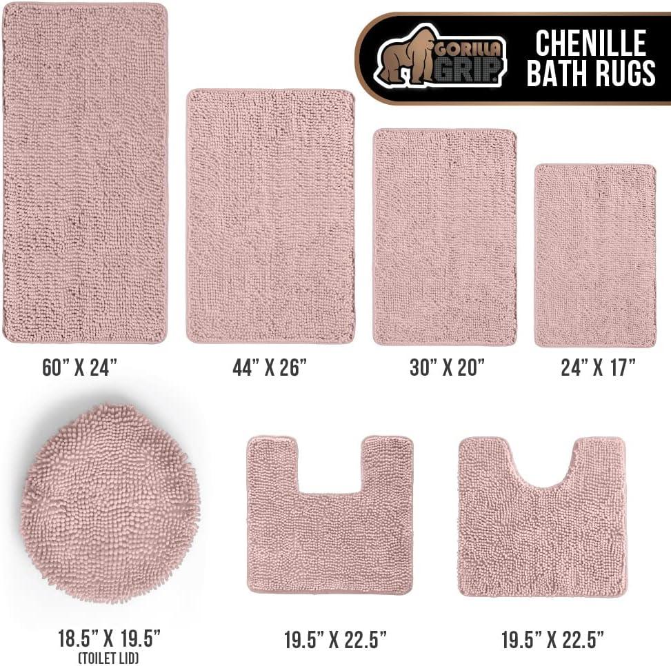 imageGORILLA GRIP Bath Rug Mat 36x24 Thick Absorbent Chenille Quick Dry Microfiber Mats Rubber Backing Washable Shower Floor Rugs Bathmat Runner US Designed Bathroom Home Decor Accessories Gray BeigeDusty Rose