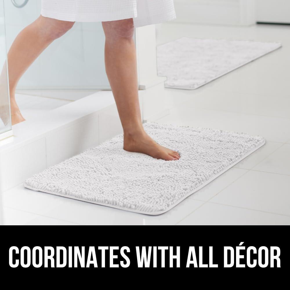 imageGORILLA GRIP Bath Rug Mat 36x24 Thick Absorbent Chenille Quick Dry Microfiber Mats Rubber Backing Washable Shower Floor Rugs Bathmat Runner US Designed Bathroom Home Decor Accessories Gray BeigeWhite