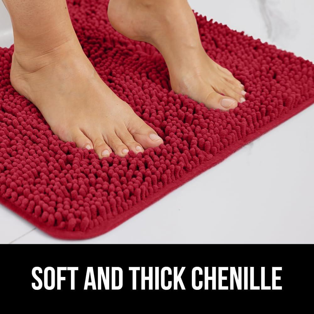 imageGORILLA GRIP Bath Rug Mat 36x24 Thick Absorbent Chenille Quick Dry Microfiber Mats Rubber Backing Washable Shower Floor Rugs Bathmat Runner US Designed Bathroom Home Decor Accessories Gray BeigeRed