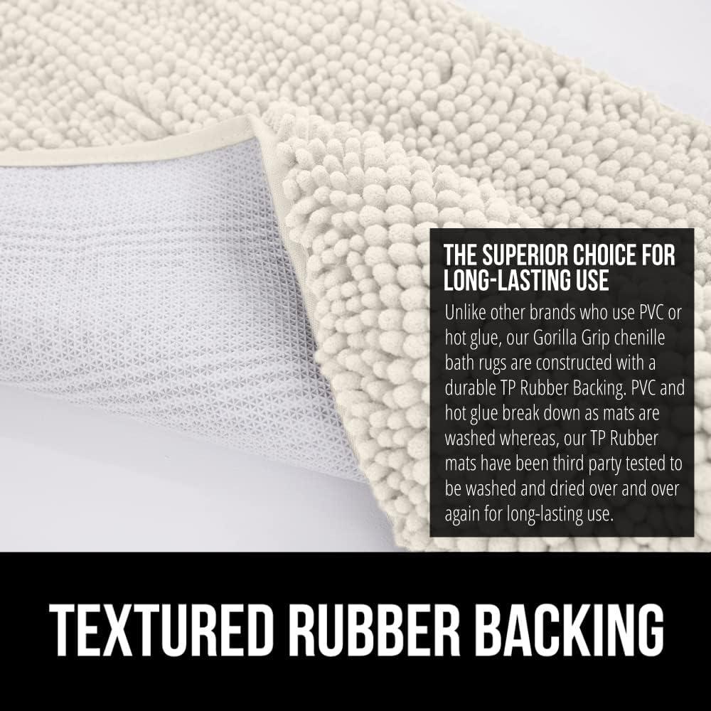 imageGORILLA GRIP Bath Rug Mat 36x24 Thick Absorbent Chenille Quick Dry Microfiber Mats Rubber Backing Washable Shower Floor Rugs Bathmat Runner US Designed Bathroom Home Decor Accessories Gray BeigeIvory