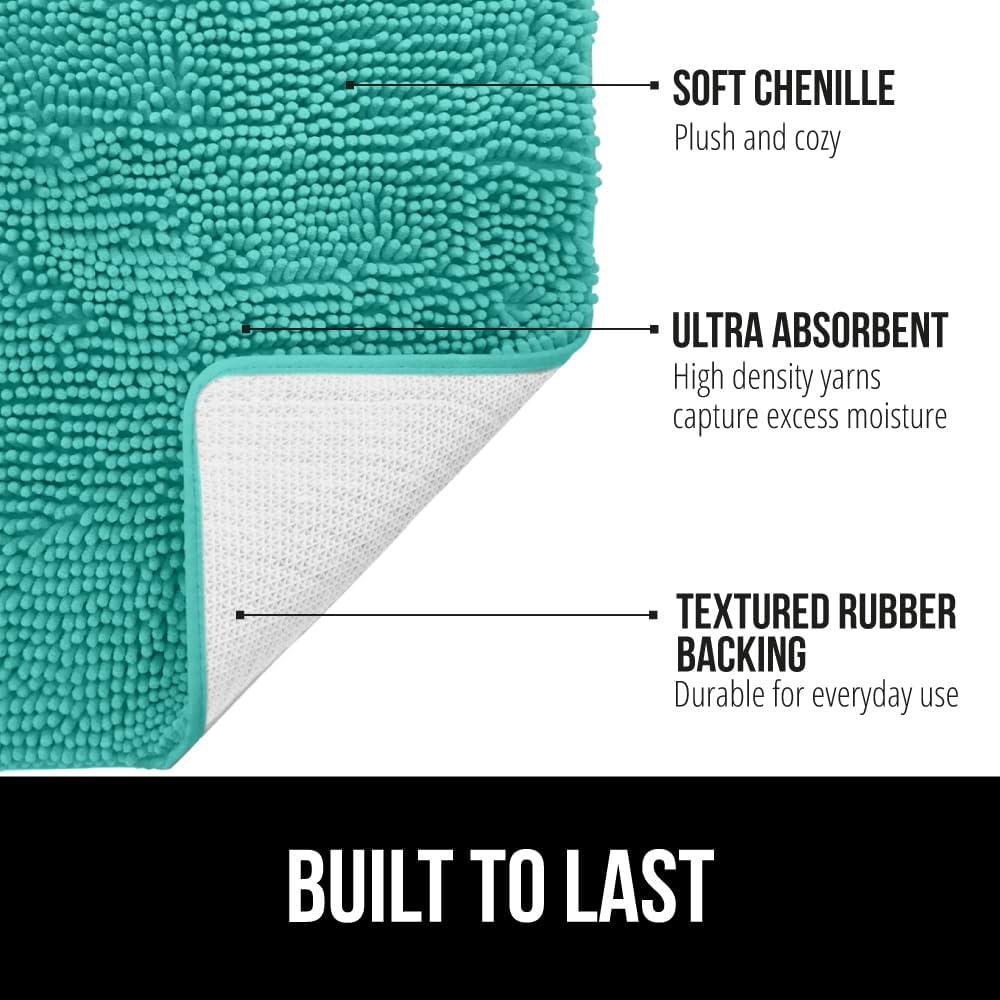 imageGORILLA GRIP Bath Rug Mat 36x24 Thick Absorbent Chenille Quick Dry Microfiber Mats Rubber Backing Washable Shower Floor Rugs Bathmat Runner US Designed Bathroom Home Decor Accessories Gray BeigeTurquoise
