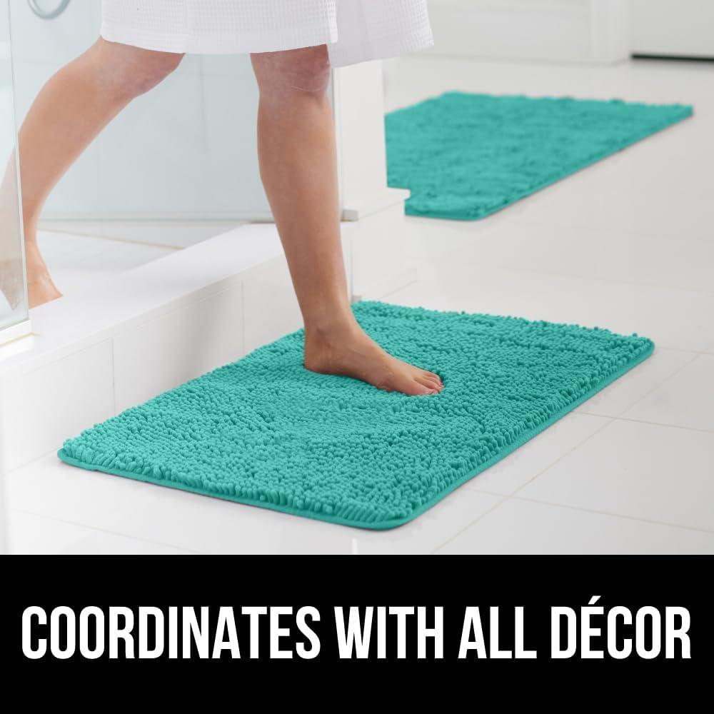 imageGORILLA GRIP Bath Rug Mat 36x24 Thick Absorbent Chenille Quick Dry Microfiber Mats Rubber Backing Washable Shower Floor Rugs Bathmat Runner US Designed Bathroom Home Decor Accessories Gray BeigeTurquoise