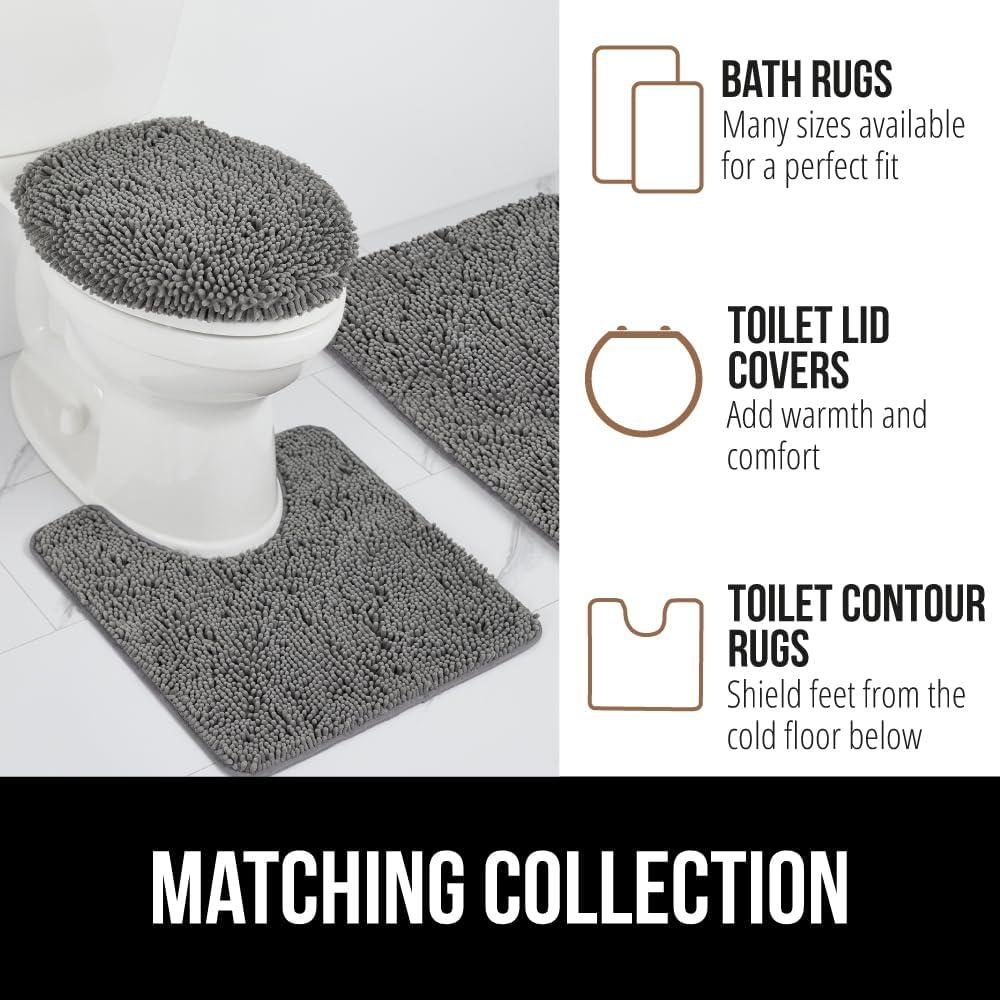 imageGORILLA GRIP Bath Rug Mat 36x24 Thick Absorbent Chenille Quick Dry Microfiber Mats Rubber Backing Washable Shower Floor Rugs Bathmat Runner US Designed Bathroom Home Decor Accessories Gray BeigeGrey