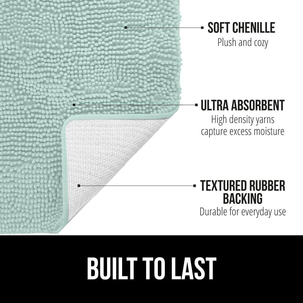 imageGORILLA GRIP Bath Rug Mat 36x24 Thick Absorbent Chenille Quick Dry Microfiber Mats Rubber Backing Washable Shower Floor Rugs Bathmat Runner US Designed Bathroom Home Decor Accessories Gray BeigeSeablue