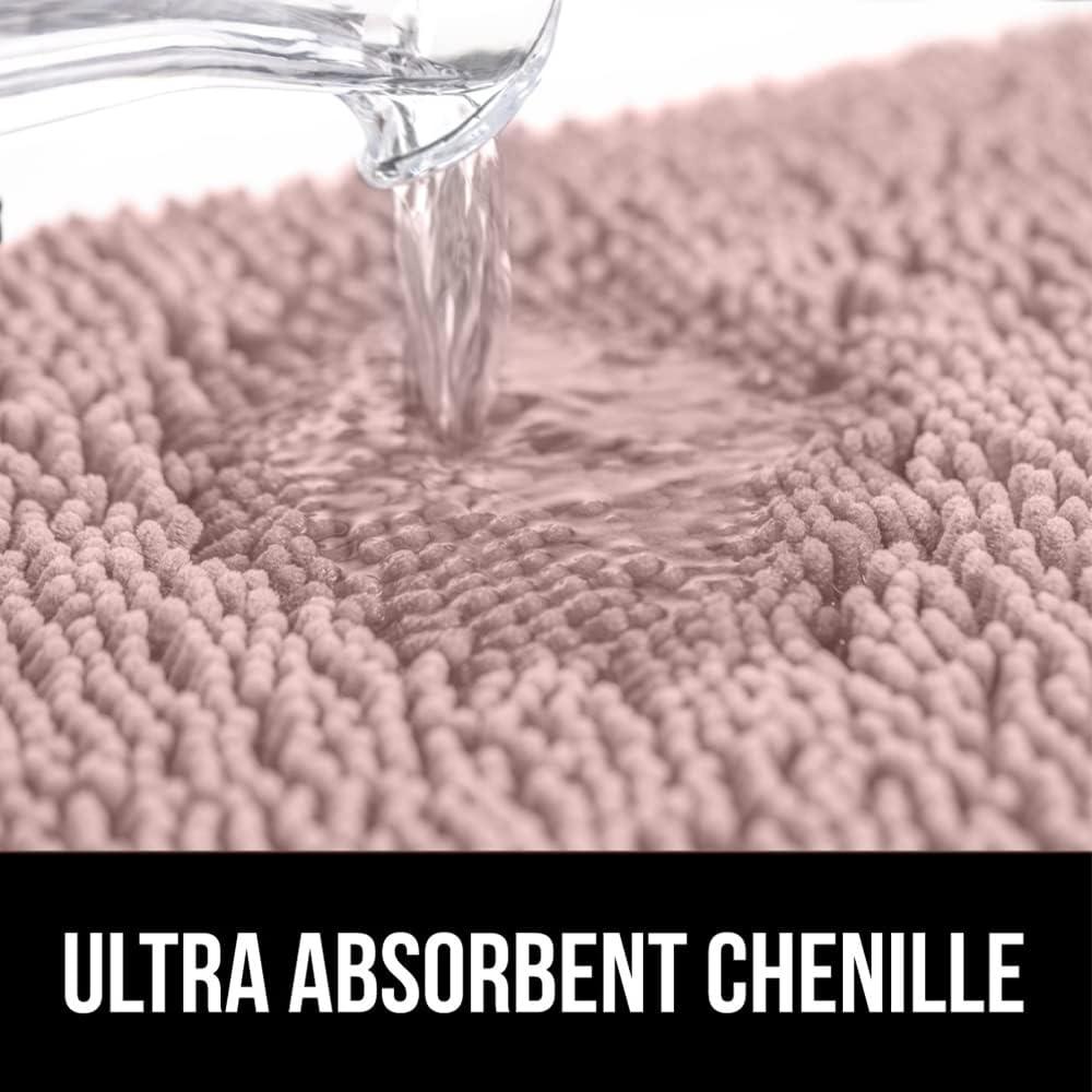 imageGORILLA GRIP Bath Rug Mat 36x24 Thick Absorbent Chenille Quick Dry Microfiber Mats Rubber Backing Washable Shower Floor Rugs Bathmat Runner US Designed Bathroom Home Decor Accessories Gray BeigeDusty Rose