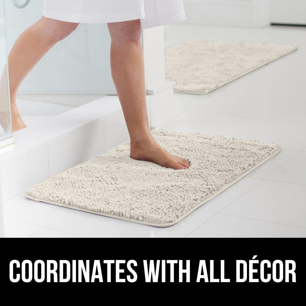 imageGORILLA GRIP Bath Rug Mat 36x24 Thick Absorbent Chenille Quick Dry Microfiber Mats Rubber Backing Washable Shower Floor Rugs Bathmat Runner US Designed Bathroom Home Decor Accessories Gray BeigeIvory