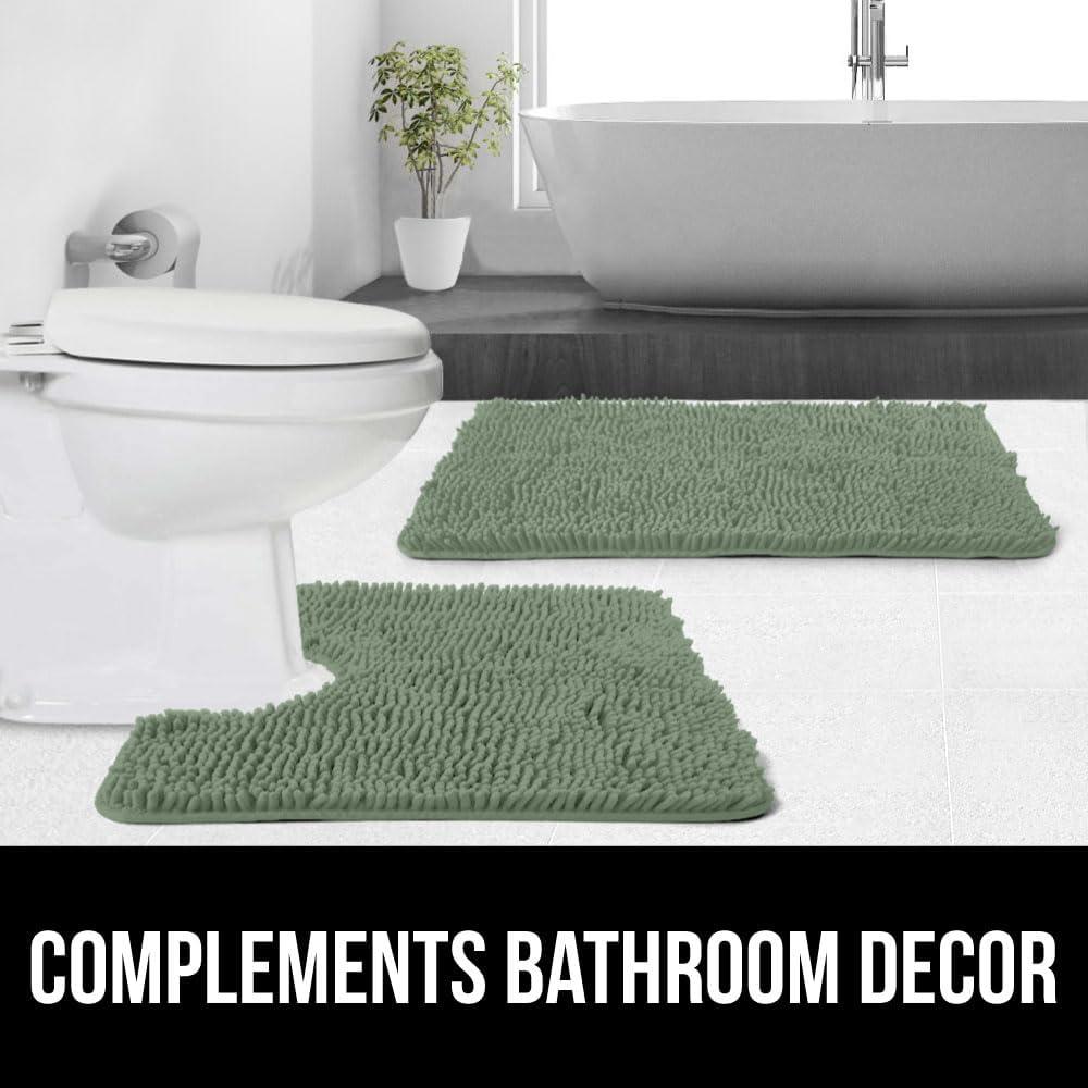 imageGORILLA GRIP Bath Rug Mat 36x24 Thick Absorbent Chenille Quick Dry Microfiber Mats Rubber Backing Washable Shower Floor Rugs Bathmat Runner US Designed Bathroom Home Decor Accessories Gray BeigeSage