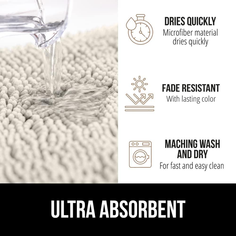 imageGORILLA GRIP Bath Rug Mat 36x24 Thick Absorbent Chenille Quick Dry Microfiber Mats Rubber Backing Washable Shower Floor Rugs Bathmat Runner US Designed Bathroom Home Decor Accessories Gray BeigeIvory