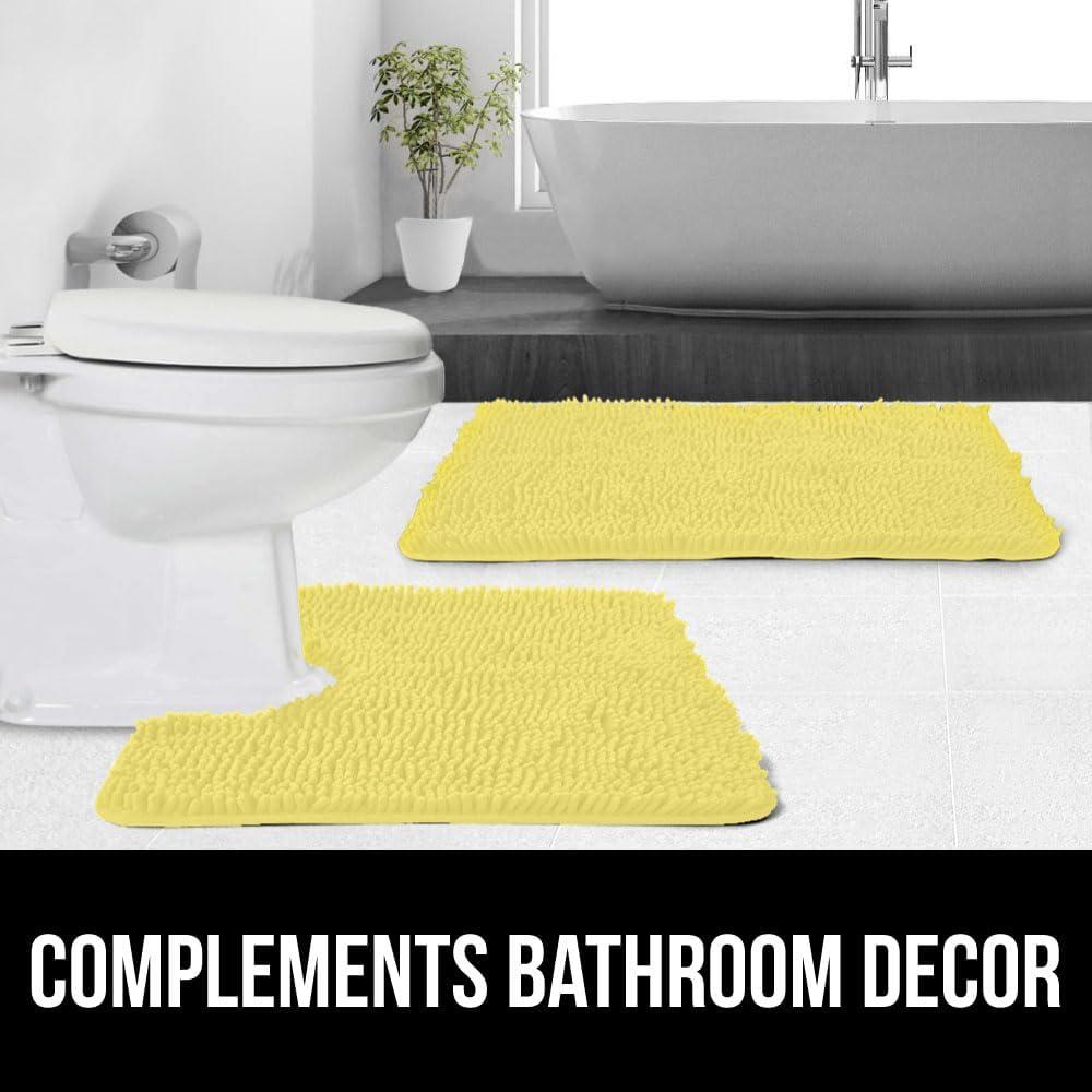imageGORILLA GRIP Bath Rug Mat 36x24 Thick Absorbent Chenille Quick Dry Microfiber Mats Rubber Backing Washable Shower Floor Rugs Bathmat Runner US Designed Bathroom Home Decor Accessories Gray BeigeYellow
