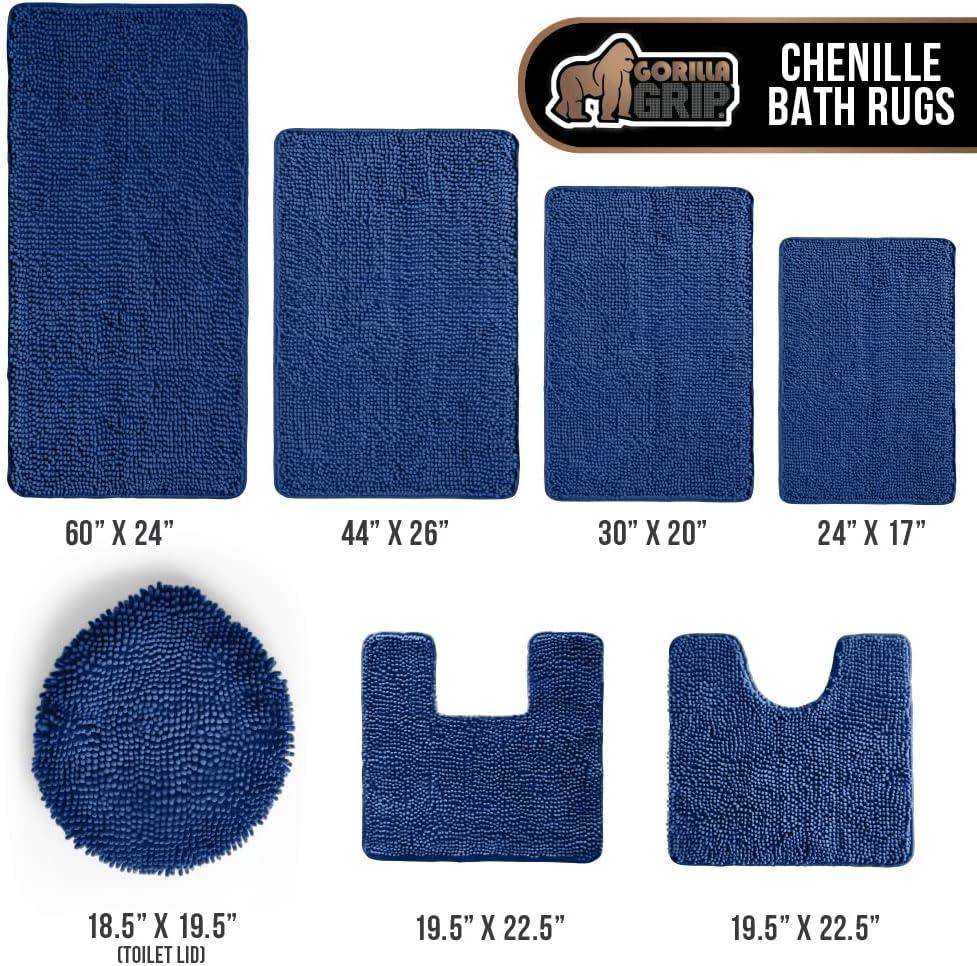 imageGORILLA GRIP Bath Rug Mat 36x24 Thick Absorbent Chenille Quick Dry Microfiber Mats Rubber Backing Washable Shower Floor Rugs Bathmat Runner US Designed Bathroom Home Decor Accessories Gray BeigeRoyal Blue
