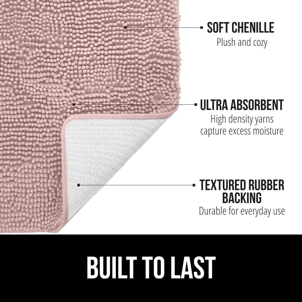 imageGORILLA GRIP Bath Rug Mat 36x24 Thick Absorbent Chenille Quick Dry Microfiber Mats Rubber Backing Washable Shower Floor Rugs Bathmat Runner US Designed Bathroom Home Decor Accessories Gray BeigeDusty Rose