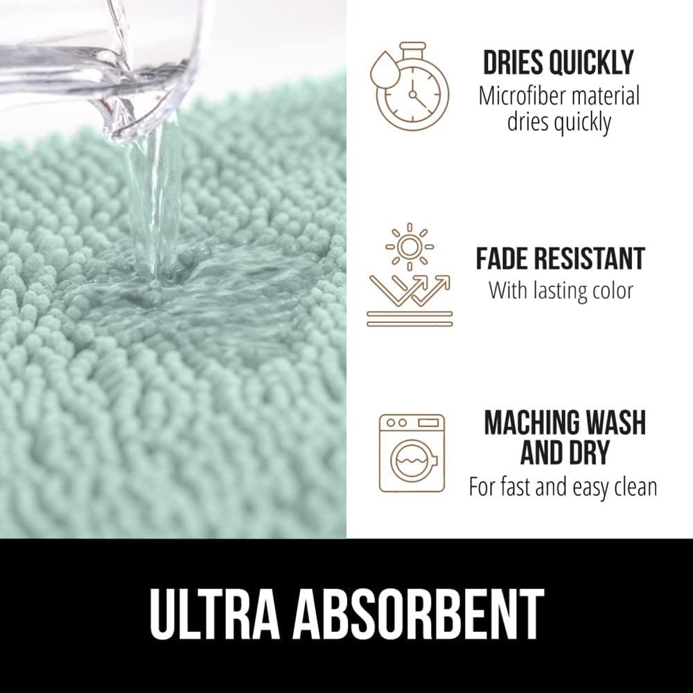 imageGORILLA GRIP Bath Rug Mat 36x24 Thick Absorbent Chenille Quick Dry Microfiber Mats Rubber Backing Washable Shower Floor Rugs Bathmat Runner US Designed Bathroom Home Decor Accessories Gray BeigeSeablue