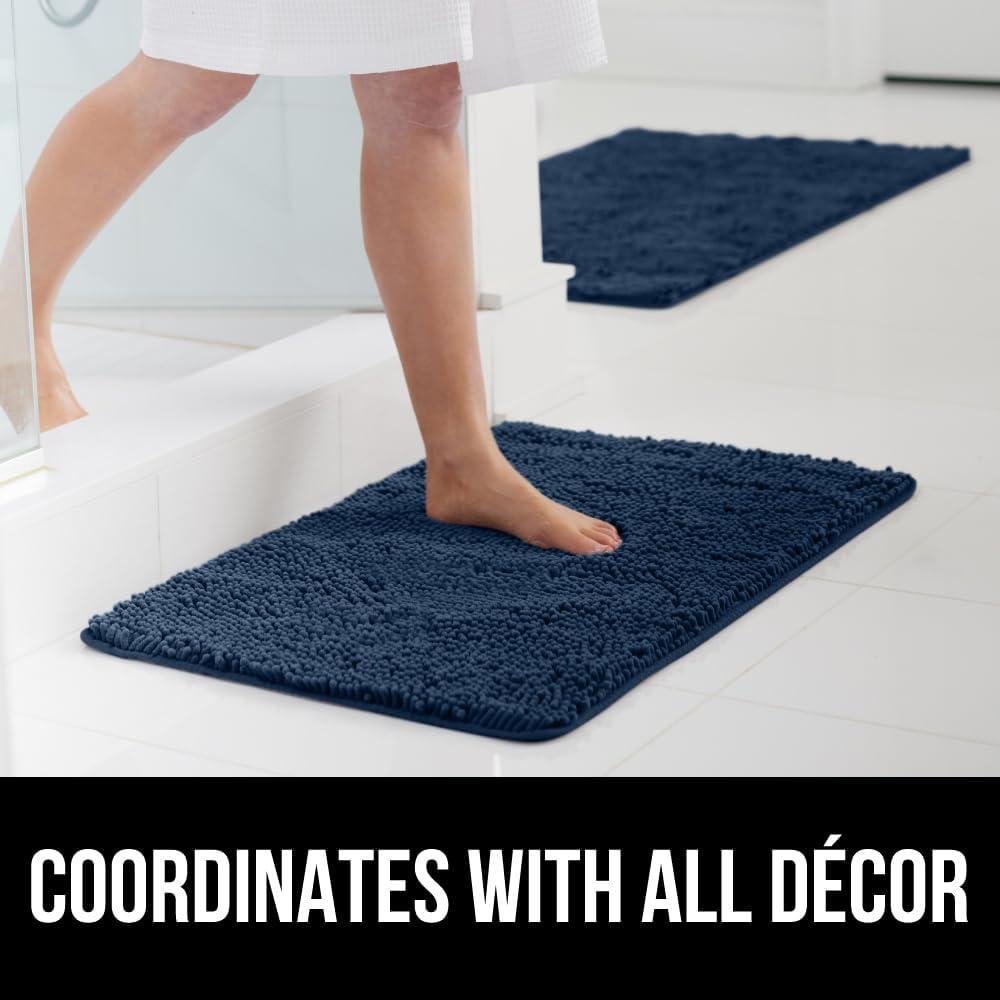 imageGORILLA GRIP Bath Rug Mat 36x24 Thick Absorbent Chenille Quick Dry Microfiber Mats Rubber Backing Washable Shower Floor Rugs Bathmat Runner US Designed Bathroom Home Decor Accessories Gray BeigeNavy
